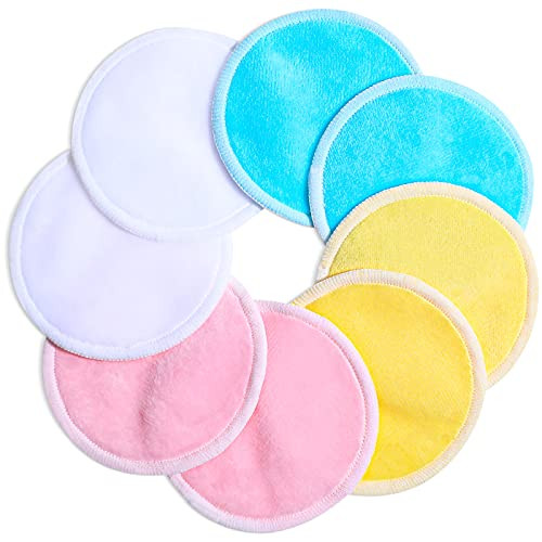 40 Pieces Reusable Makeup Remover Pads Washable Bamboo Round Pads Eye Makeup Remover Pad Facial Makeup Removal Wipe Face Pads Cleansing Wipe Cloth for Skincare, Eye Lip Cleansing