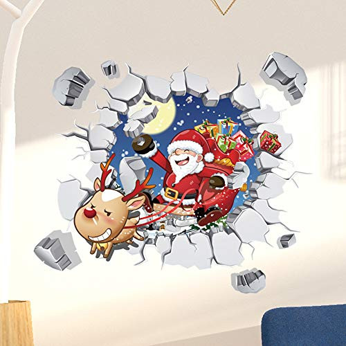 Supzone Christmas Wall Stickers 3D Santa Claus Wall Decals Break Through The Wall Removable Vinyl DIY Elk Wall Decor Christmas Party Playroom Bedroom Classroom Living Room Supzone Christmas Wall Stickers 3D Santa Claus Wall Decals Break Through The Wall Removable Vinyl DIY Elk Wall Decor Christmas Party Playroom Bedroom Classroom Living Room