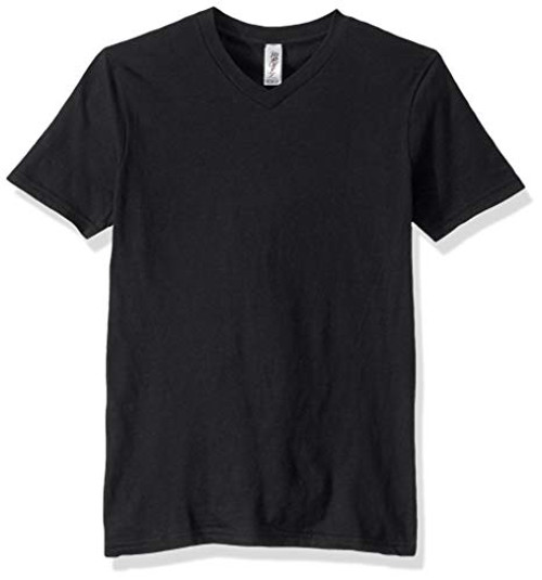 Marky G Apparel Men's Fine Jersey Short Sleeve Classic V-Neck T-Shirt, Black, S