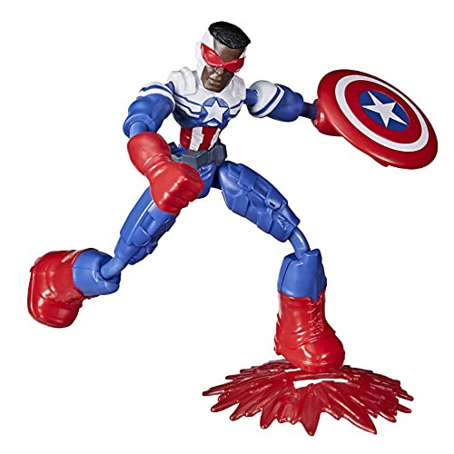 Avengers Marvel Bend and Flex Action Figure, 6-Inch Flexible Captain America Super Hero Figure Toy, Ages 4 and Up