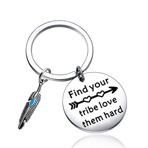 FOTAP Find your Tribe Love Them Hard Keychain Bridal Party Keychain Friendship Keychain Love My Tribe Keychain Best Friend,Family Keychain-Tribe keychain-