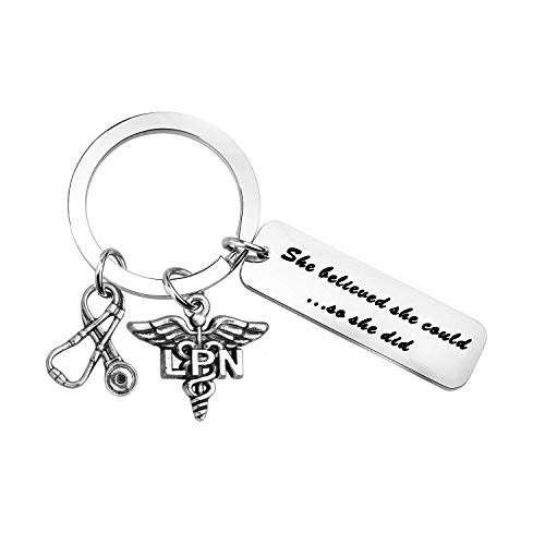 MYOSPARK Nurse Keychain She Believed She Could So She Did Inspirational Jewelry Nurse Graduation Gift RN LPN LVN Gift -LPN Keychain- MYOSPARK Nurse Keychain She Believed She Could So She Did Inspirational Jewelry Nurse Graduation Gift RN LPN LVN Gift -LPN Keychain-