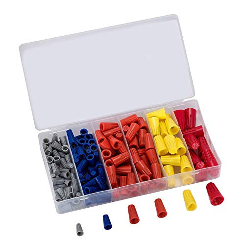 158 Pcs Wire Caps Electrical Wire Connector with Spring Inserted Cap Twist-On Wire Connector Assortment Wire Terminal Gray, Blue, Yellow, and Red Connectors with Storage Case