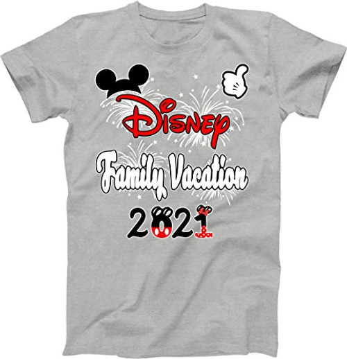 Family 2021 Mickey Minnie Family Vacation Shirts Matching Disney T-Shirts Custom Shirts Men's Women's Youth T-Shirts -Grey-