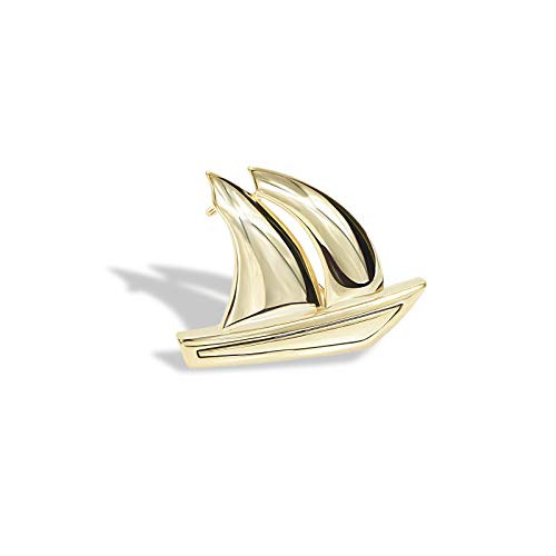 Vintage Nautical Sailboat Navy Rudder Anchor Brooch Pin Sailor Seaman Badge Jewelry Ship Wheel Pin -Gold Sailboat-