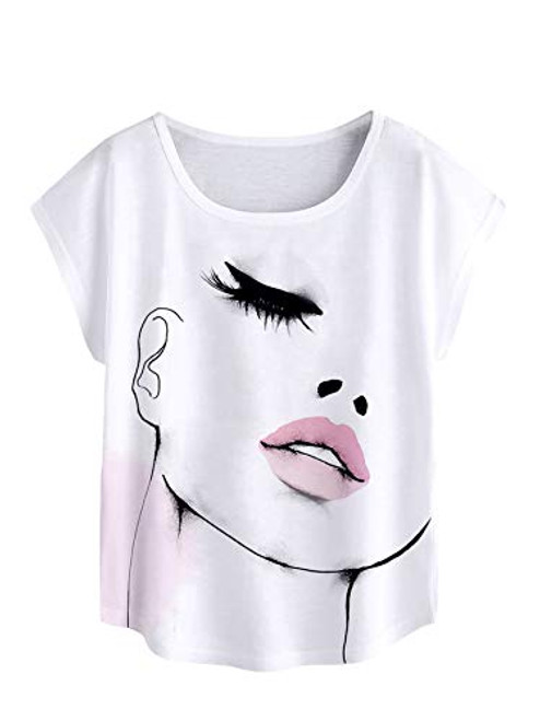 SOLY HUX Women's Figure Graphic Print Tee Short Sleeve Summer T Shirt Top White Figure M SOLY HUX Women's Figure Graphic Print Tee Short Sleeve Summer T Shirt Top White Figure M