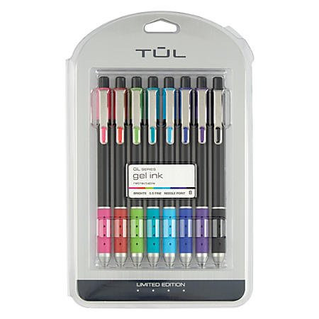 TUL limited Edition Brights Retractable Gel Pens, Needle Point, 0.5 mm, Assorted Barrel Colors, Assorted Ink Colors, Pack of 8