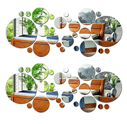 56 Pieces Flexible Mirror Wall Stickers Set Removable Acrylic Mirror Circle Self Adhesive Plastic Mirror Decal for Home Decor -Round- 56 Pieces Flexible Mirror Wall Stickers Set Removable Acrylic Mirror Circle Self Adhesive Plastic Mirror Decal for Home Decor -Round-