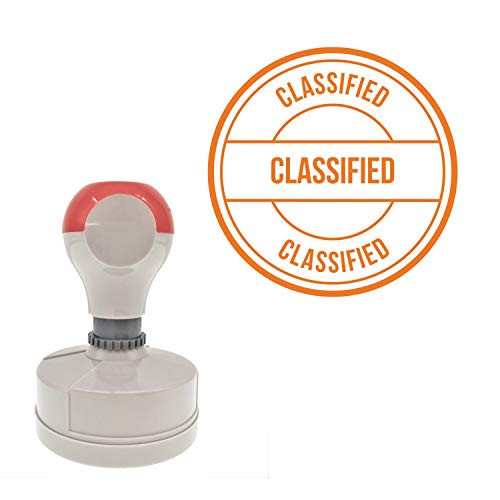 Classified Round Office Bold Pre-Inked Stamp, Orange Ink Included