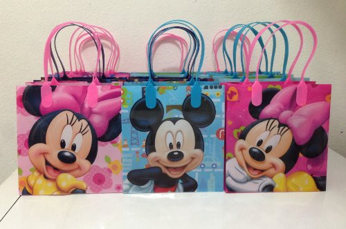Disney Mickey and Minnie Mouse Party Favor Goodie Small Gift Bags 12 Disney Mickey and Minnie Mouse Party Favor Goodie Small Gift Bags 12