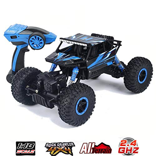 SZJJX RC Cars Rock Off-Road Vehicle 2.4Ghz 4WD High Speed 1: 18 Racing Cars Remote Radio Control Car Electric Rock Crawler Buggy Hobby Fast Race Crawler Truck-Blue