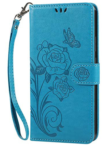 Vinanker Case for iPhone SE 2020, Premium Leather Flip Wallet Cover with Card Slots Phone Case for iPhone SE 2020/iPhone 8/iPhone 7 -Turquoise Blue-