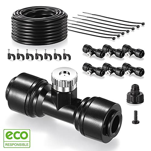 Limixxtu Misters for Outside Patio Mister System 33FT Mister Hose  plus 7 Stainless Misting Nozzles, Misting System for Patio Garden Greenhouse Trampoline