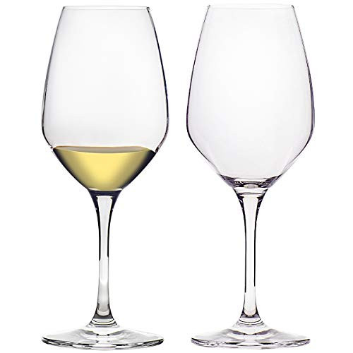 FAWLES Crystal White Wine Glasses Set of 2, 15 Ounce Laser Cut Rim Stemmed Clear Wine Glass Set, Housewarming / Anniversary / Wine Gift Set
