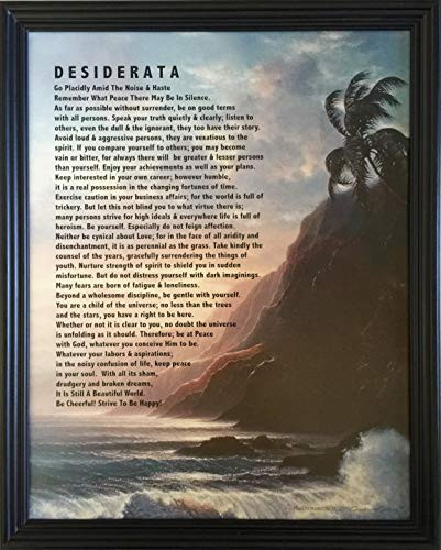 Desiderata Poem by Max Ehrmann 12x15 Tropical Art in Black Solid Wood Wall Frame
