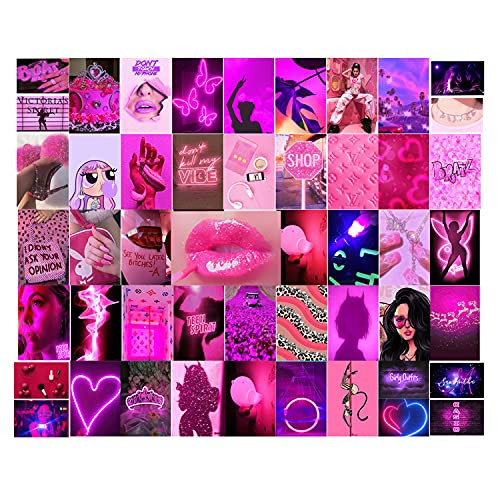 Wall Collage Kit Aesthetic Pictures?Wall Decor For Bedroom Aesthetic?Photo Collage Kit For Wall Aesthetic? Photo Wall Collage Kit?Posters For Room Aesthetic?Room Decor For Teen Girls?50pcs? -Neon color-