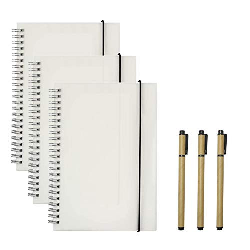 AOU Blank Spiral Notebook 3-Pack Plain Journal with Unlined Paper for Drawing Doodling and Sketching 480 Pages of White Paper 8.3" x 5.7" Notepads with Clear Cover