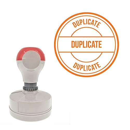 Duplicate Round Office Bold Pre-Inked Stamp, Orange Ink Included