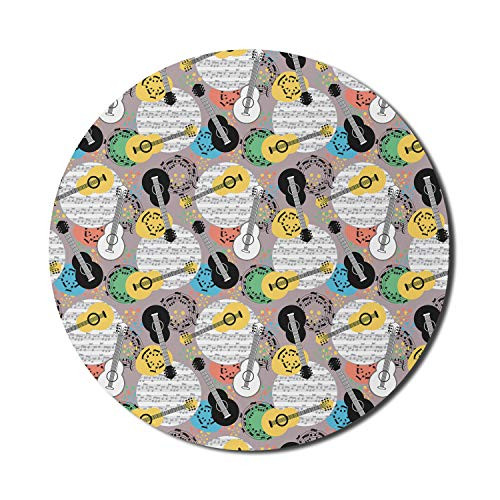 Ambesonne Classic Rock Mouse Pad for Computers, 6 String Classical Guitars Repeating Pattern on Musical Notes Background, Round Non-Slip Thick Rubber Modern Gaming Mousepad, 8" Round, Multicolor Ambesonne Classic Rock Mouse Pad for Computers, 6 String Classical Guitars Repeating Pattern on Musical Notes Background, Round Non-Slip Thick Rubber Modern Gaming Mousepad, 8" Round, Multicolor