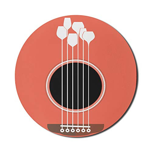 Ambesonne Bar Mouse Pad for Computers, Acoustic Guitar Hole and Wine Glasses as Strings Musical Atmosphere, Round Non-Slip Thick Rubber Modern Gaming Mousepad, 8" Round, Salmon White Ambesonne Bar Mouse Pad for Computers, Acoustic Guitar Hole and Wine Glasses as Strings Musical Atmosphere, Round Non-Slip Thick Rubber Modern Gaming Mousepad, 8" Round, Salmon White
