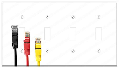 Switch Plate 4 Gang Toggle - Network Cables Cable Plug Patch Patch Cable Rj