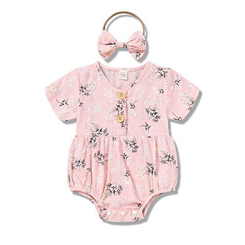 Newborn Infant Girl Clothes Summer Short Sleeves Floral Romper Baby Onesies Bodysuits Outfits Summer -3-6 Months, Pink floral romper- Newborn Infant Girl Clothes Summer Short Sleeves Floral Romper Baby Onesies Bodysuits Outfits Summer -3-6 Months, Pink floral romper-