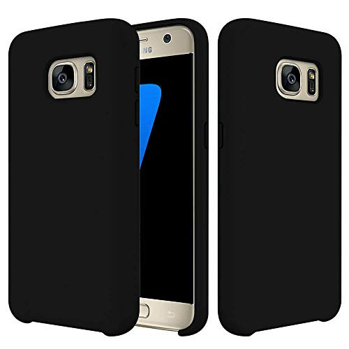 Compatible Samsung Galaxy S7 S6 S6 Edge case,Liquid Silicone with Microfiber Cloth Samsung Galaxy S6 Edge Plus S7 Edge Case -Black, S6-