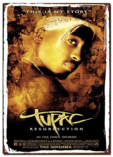 STYSLS Resurrection Vintage Metal Tin Signs, Tupac Poster, Decorative Signs Wall Art Home Decor - 8X12 Inch -20X30 cm-