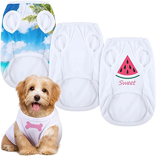 3 Pieces Sublimation Pet Shirt Dog Blank Shirt Basic Dog T-Shirts Solid Color Pet Clothes Soft Breathable Puppy T-Shirt Vest Pet Apparel for Small Medium Dogs Puppy Cats -Large-