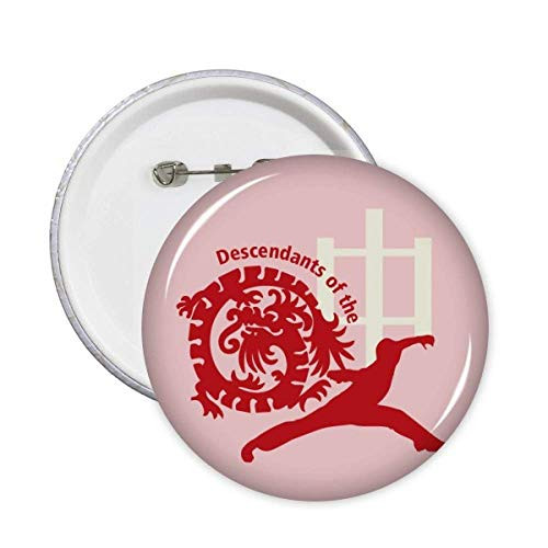 China Chinese Dragon Descendent Kungfu Pins Badge Button Emblem Accessory Decoration 5pcs