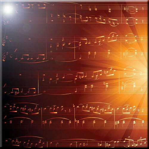 Rikki Knight Music Sheet Glow Design Ceramic Art Tile, 12" x 12"