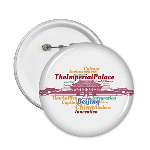 China Landmark Forbidden City Wordcloud Pins Badge Button Emblem Accessory Decoration 5pcs