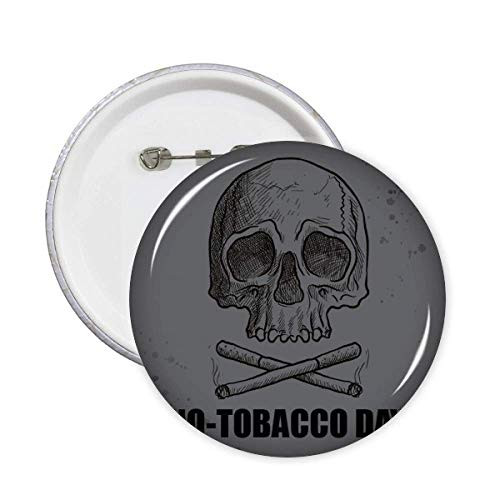 Logo Burning Cigarette Under Skull No Tobaccco Day Pins Badge Button Emblem Accessory Decoration 5pcs