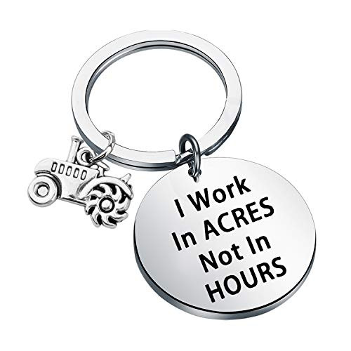 Farmer Gift Farming Quote I Work In Acres Not Hours Keychain Farm Farming Jewelry -Work In Acres k-