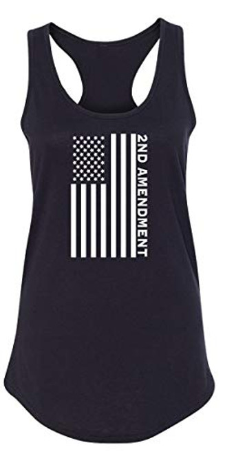 Comical Shirt Ladies Tank Top Second Amendment American Flag Graphic Tee Patriotic Gun Rights Black L