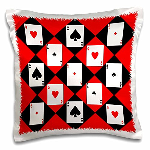 3dRose pc-218693-1 Poker Royal Flash Spade Red Popular Image Pillow Case, 16" x 16"