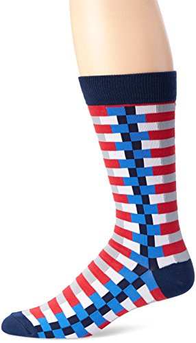 K. Bell Socks Men's Zipper Crew Sock, Navy, 10-13/6-12