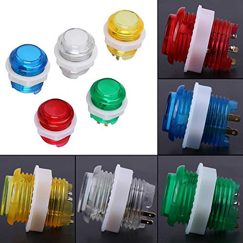 Vingvo Arcade Push Button, Arcade Led Buttonn, With Microswitch 5Pc For Arcade Game Metal Panel Wooden Console Animation And Game Consoles