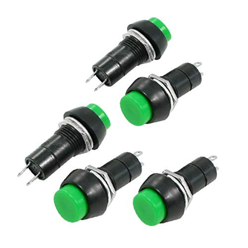 X-DREE 3A 250V AC Green Cap SPST OFF--ON- Momentary Push Button Switch 5 Pcs -Interrupteur à bouton-poussoir momentane SPST OFF - -ON- 3A 250V ca 5 pièces