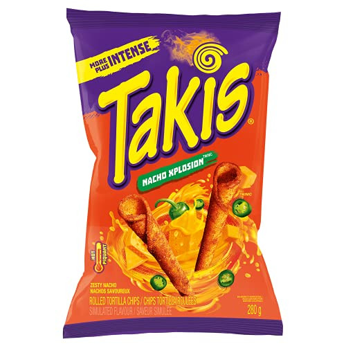 TAKIS Xplosion Tortilla Chip Snacks, Zesty Nacho Cheese Flavour, 280g Bag