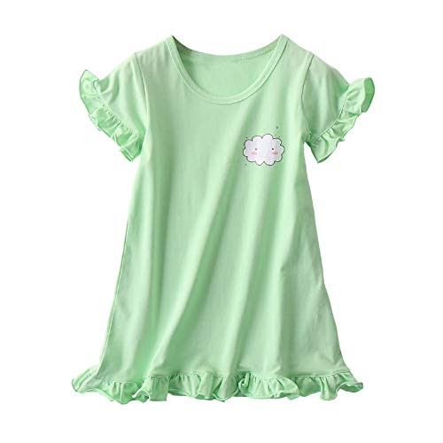 JWWN Little Girls Princess Nightgrown Cotton Sleepwear Kids Pajama Dresses,Green,4T