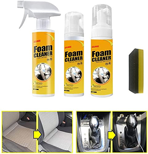 S-SNAIL-OO Powerful Stain Removal Kit Send Cotton Block, Multifunctional Car Foam Cleaner Spray Can, Car Interior Ceiling Leather Seat Cleaner Foam, Cleaning Spray and House Lemon Flavor -150ml- S-SNAIL-OO Powerful Stain Removal Kit Send Cotton Block, Multifunctional Car Foam Cleaner Spray Can, Car Interior Ceiling Leather Seat Cleaner Foam, Cleaning Spray and House Lemon Flavor -150ml-