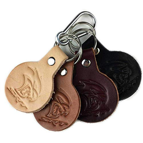 Keychain - Dodge SRT Hellcat round leather - black