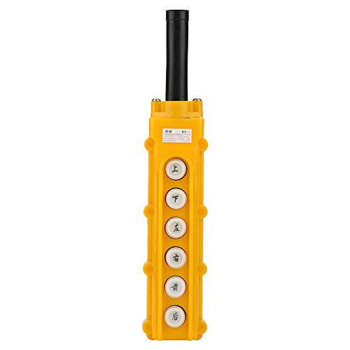 Garosa Hoist Crane Push Button Switch, Rainproof 6-Channel COB-63 Crane Pendant Control Station UP Down Left Right Forward Backward Hoist Push Button Switch