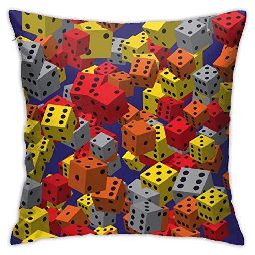 XinT Pillow Cases Red Yellow Dice Throw Pillow Cover Decorative Pillowcases 18x18 Inch