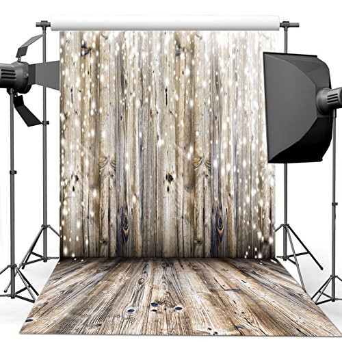 Dudaacvt 8x8Ft Photography Backdrop Vinyl Grey Wood Floor & Wall Photography Background Paper Studio Props M0010808