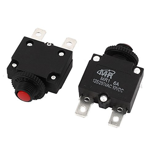 uxcell 125V/250V 6A Red Reset Button Overload Protector Circuit Breaker 2Pcs