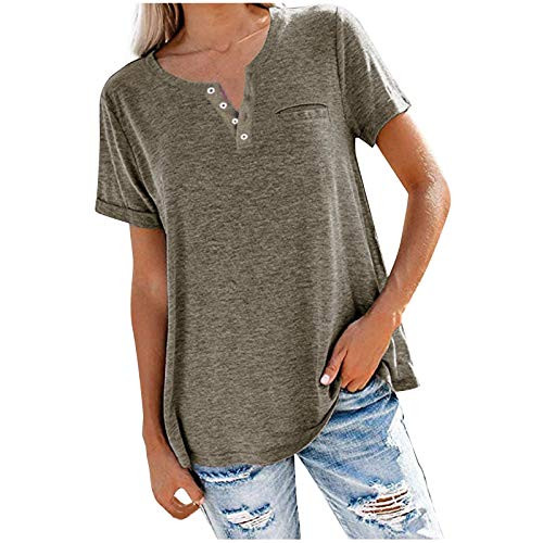 shaozheny Tops for Women T Shirts V Neck Short Sleeve Tops Casual Summer Tees Loose Fit Pocket Blouses Tunics Yellow shaozheny Tops for Women T Shirts V Neck Short Sleeve Tops Casual Summer Tees Loose Fit Pocket Blouses Tunics Yellow