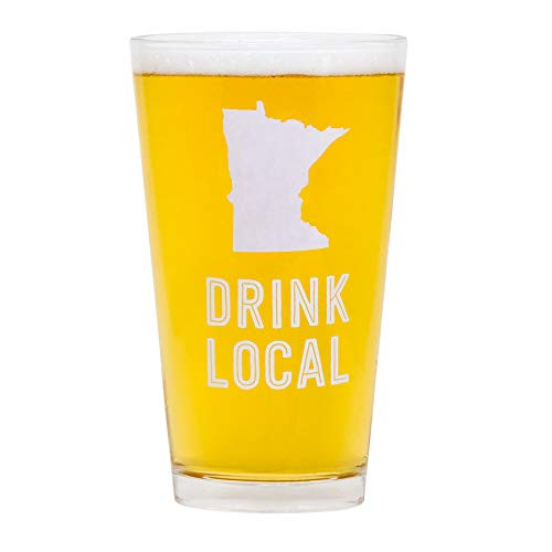 About Face Designs Drink Local, State of Minnesota 16 oz Clear Glass Pint