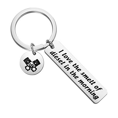 Gzrlyf Truck Driver Keychain I Love the Smell of Diesel in the Morning Funny Trucker Gifts Trucking Gifts -I love the Smell of Diesel in the morning-